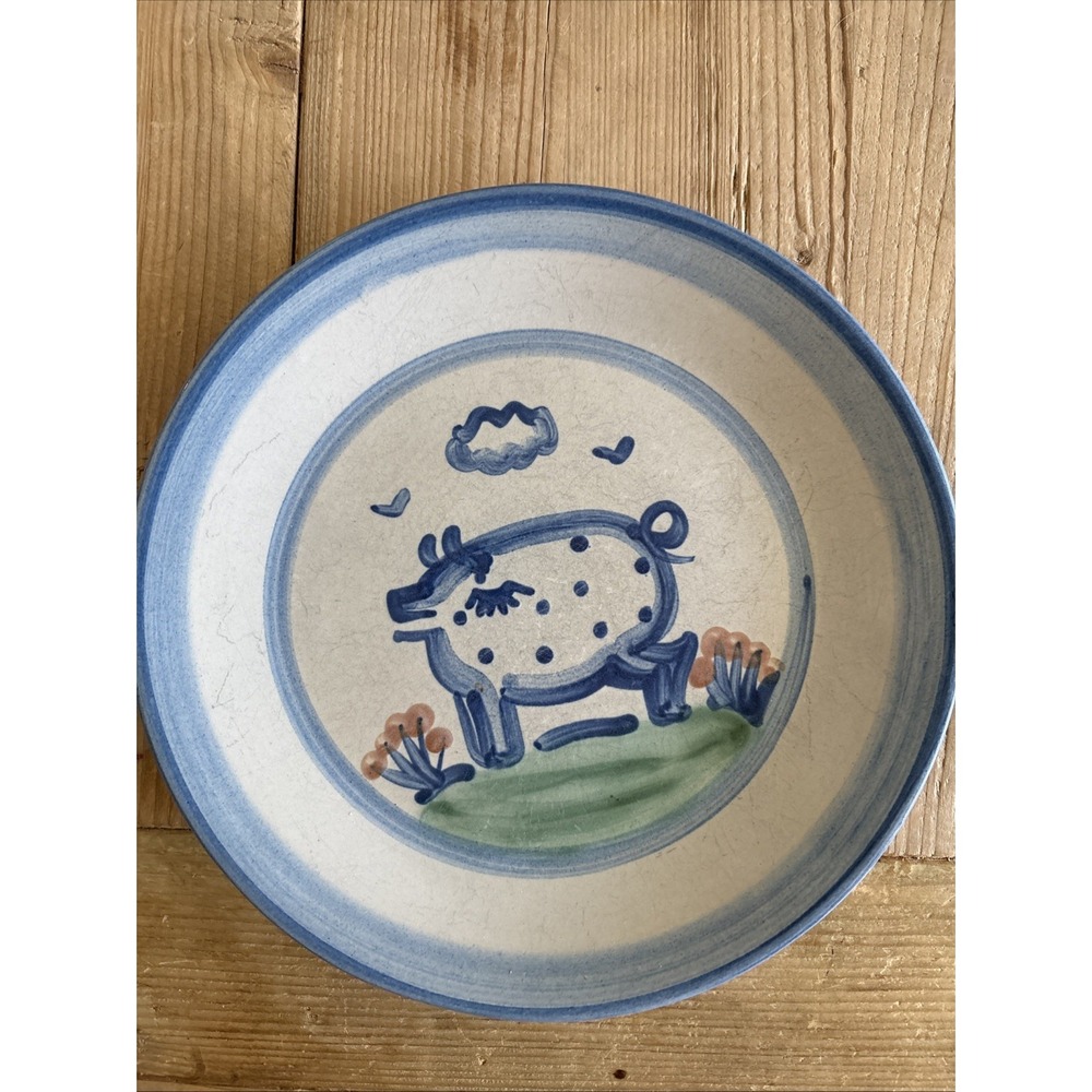 M A HADLEY POTTERY PIG DINNER PLATE 11" PIGGY PLATE, VINTAGE HANDMADE PLATE